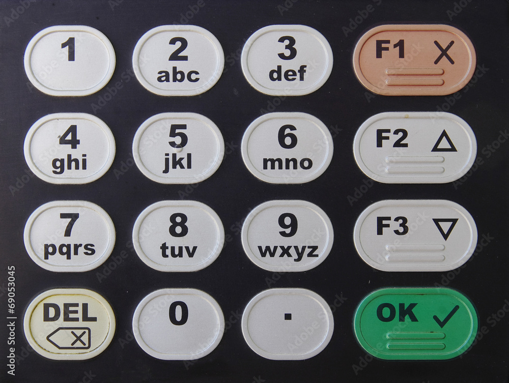 Black keypad with numbers and letters Black keypad with numbers and letters