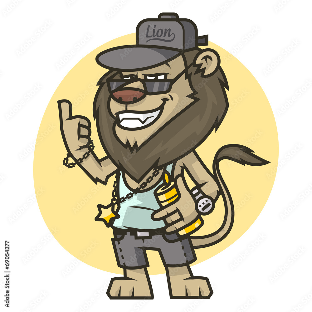 Stylish lion showing thumbs up Stylish lion showing thumbs up
