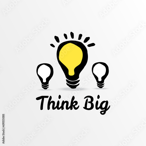 Think big light bulb sketch, vector illustration