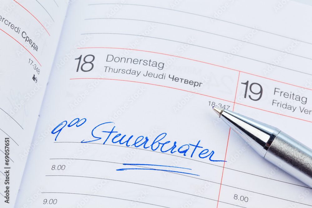 Eintrag im Kalender: Steuerberater Eintrag im Kalender: Steuerberater