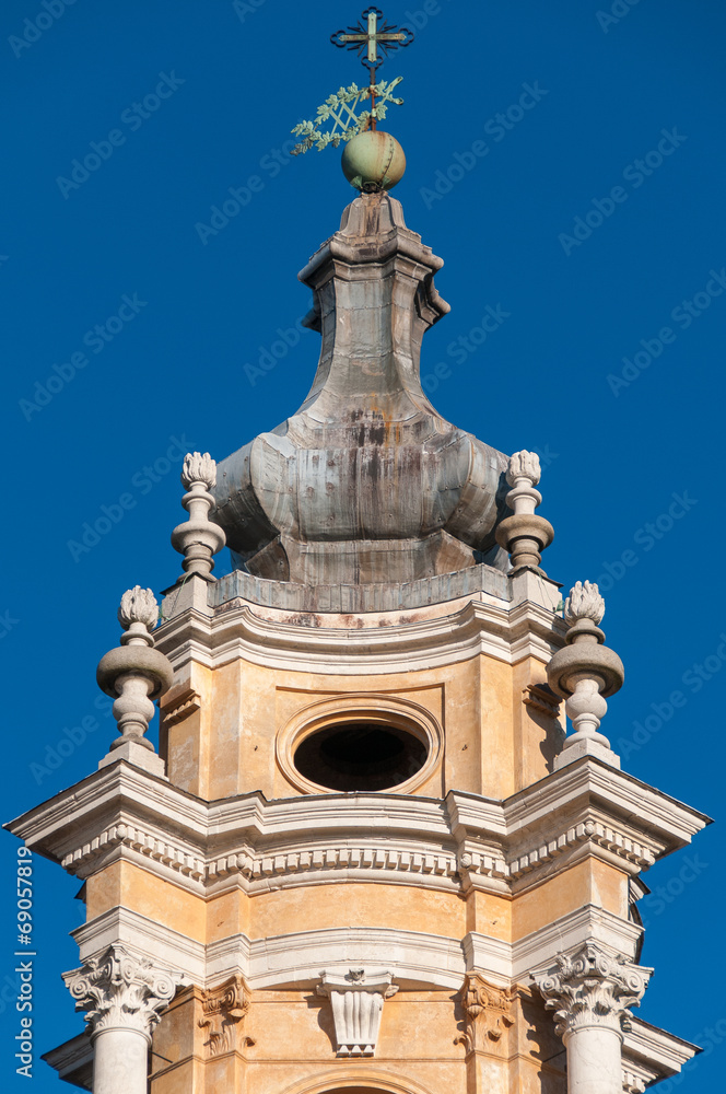 Bell tower of italian traditional catholic church, religion