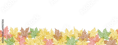 Horizontal seamless pattern of autumn leaves silhouettes