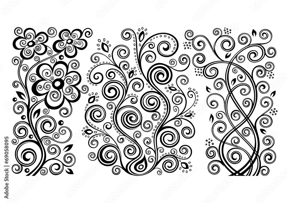 Set of three vector floral illustrations Set of three vector floral illustrations