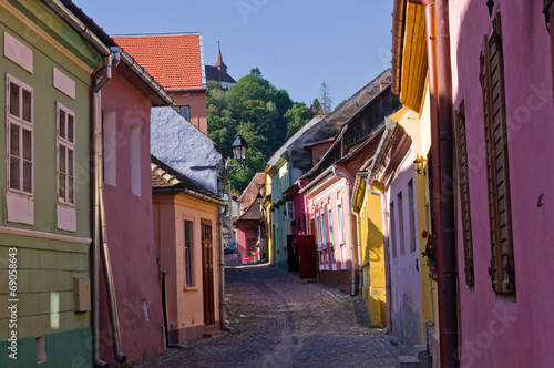 Old buildings in medieval city of Sighisoara  Transylvania 