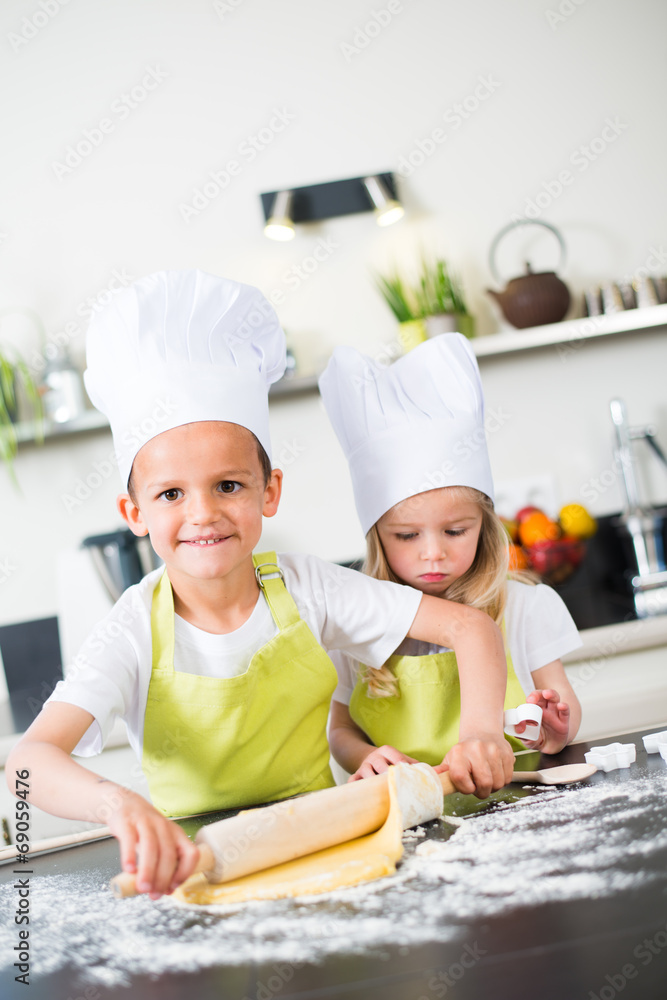 happy children kids family preparing funny cake kitchen at home happy children kids family preparing funny cake kitchen at home