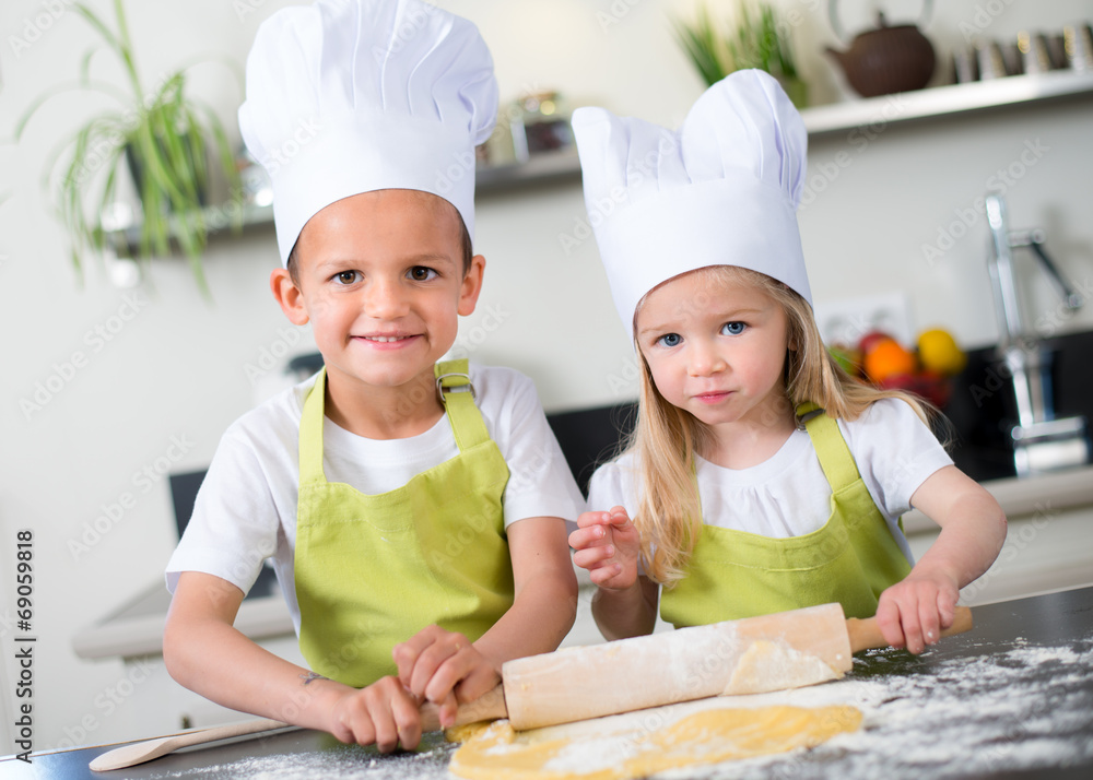 happy children kids family preparing funny cake kitchen at home happy children kids family preparing funny cake kitchen at home