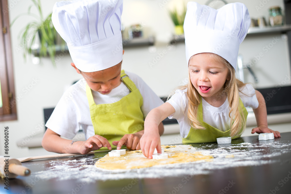 happy children kids family preparing funny cake kitchen at home happy children kids family preparing funny cake kitchen at home