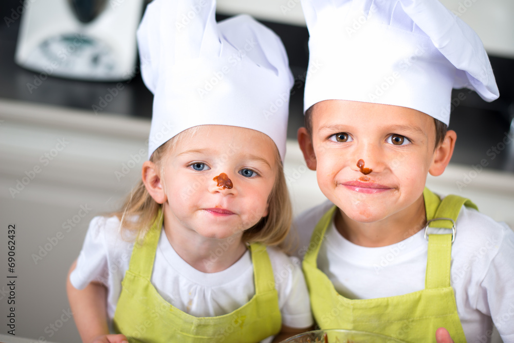 happy children kids family preparing funny cake kitchen at home happy children kids family preparing funny cake kitchen at home