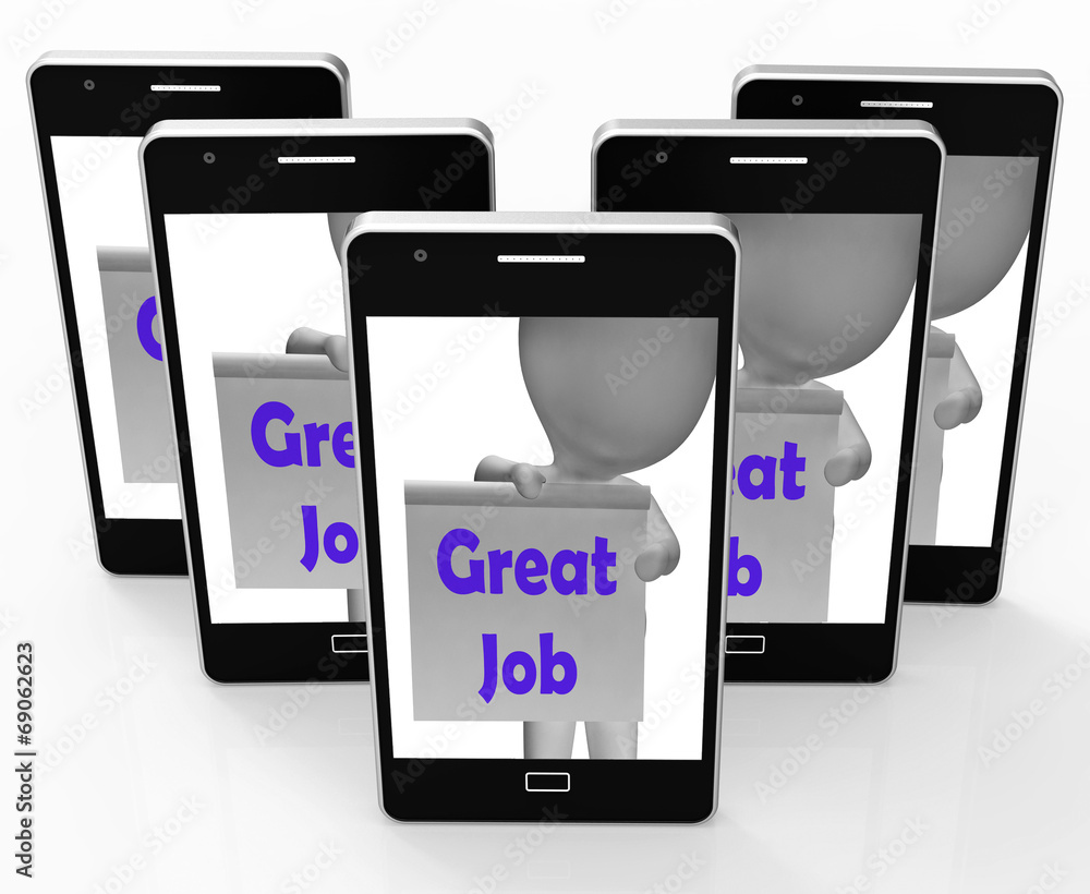 Great Job Phone Means Well Done And Praise Great Job Phone Means Well Done And Praise