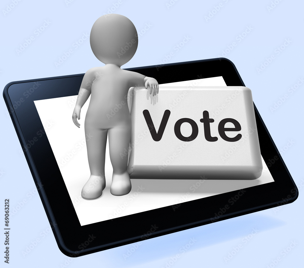 Vote Button With Character Shows Options Voting Or Choice Vote Button With Character Shows Options Voting Or Choice