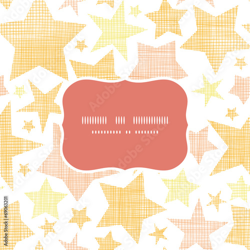 Golden stars textile textured frame seamless pattern background