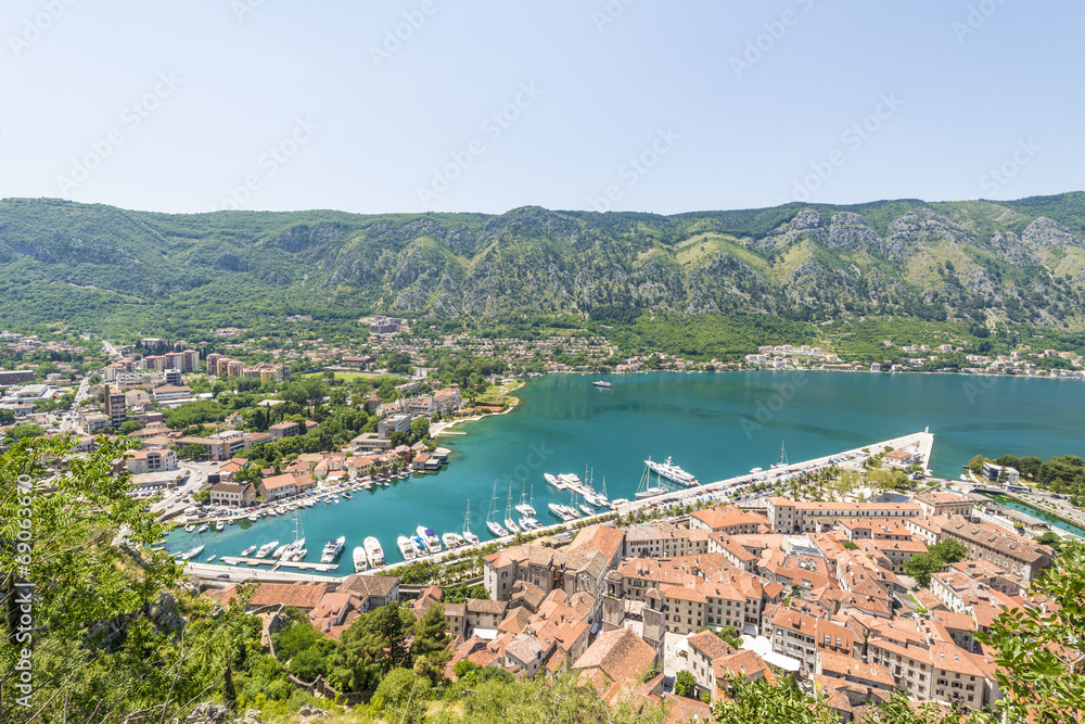 he old town of Kotor Bay and the mountains. Montenegro