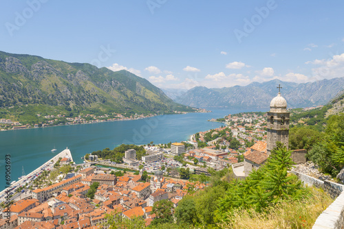 The old town of Kotor Bay and the mountains. Montenegro