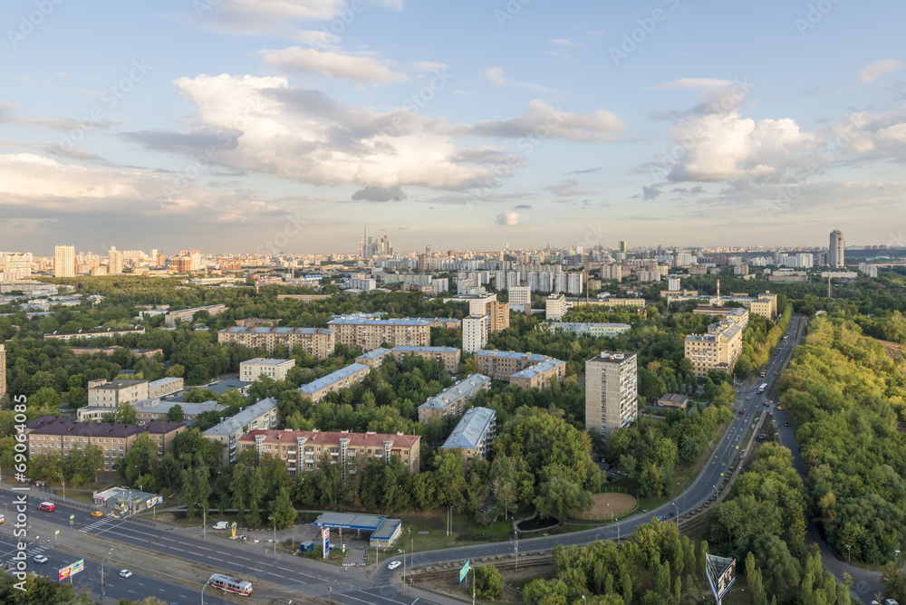 Modern residential area in Moscow. High-rise buildings