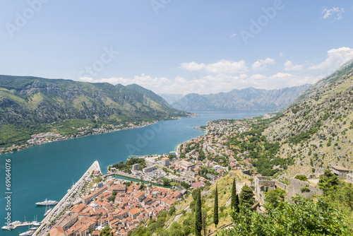 The old town of Kotor Bay and the mountains. Montenegro © rogkoff