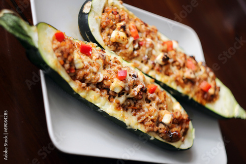 Zucchini stuffed with minced meat (casserole) photo