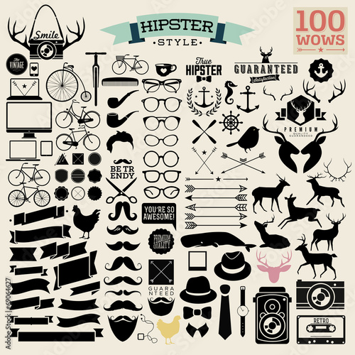 100 hipster icon! wow! all you need!