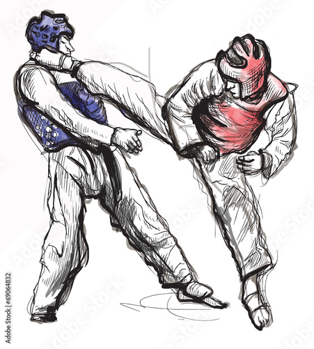 TaeKwon-Do. Hand drawn (calligraphic and grunge) vector