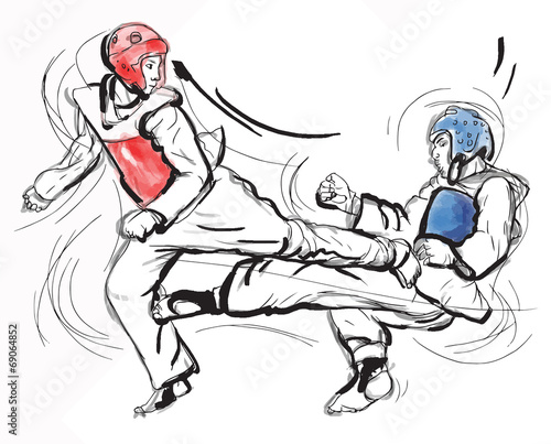 TaeKwon-Do. Hand drawn (calligraphic and grunge) vector