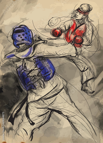 TaeKwon-Do. Hand drawn  calligraphic and grunge  vector