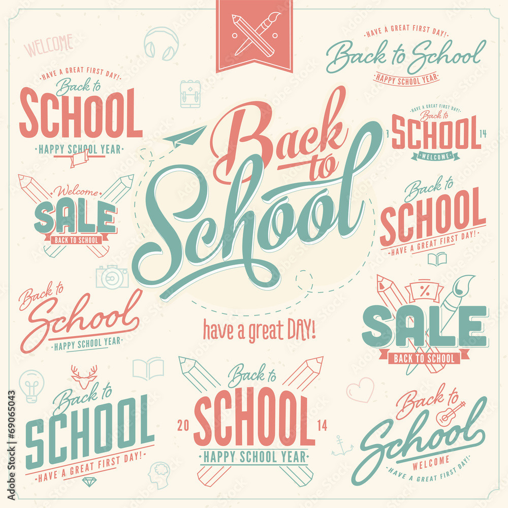Obraz premium back to school typography labels