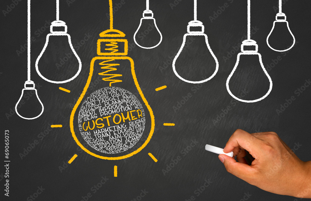 customer concept shown in light bulb customer concept shown in light bulb