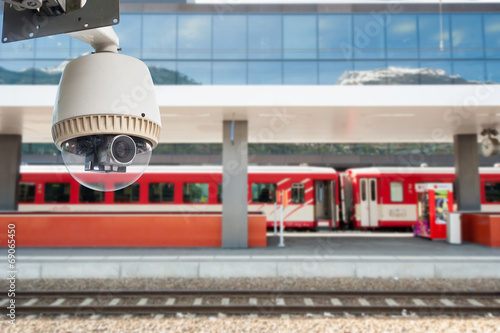 CCTV Camera Operating with train station in background