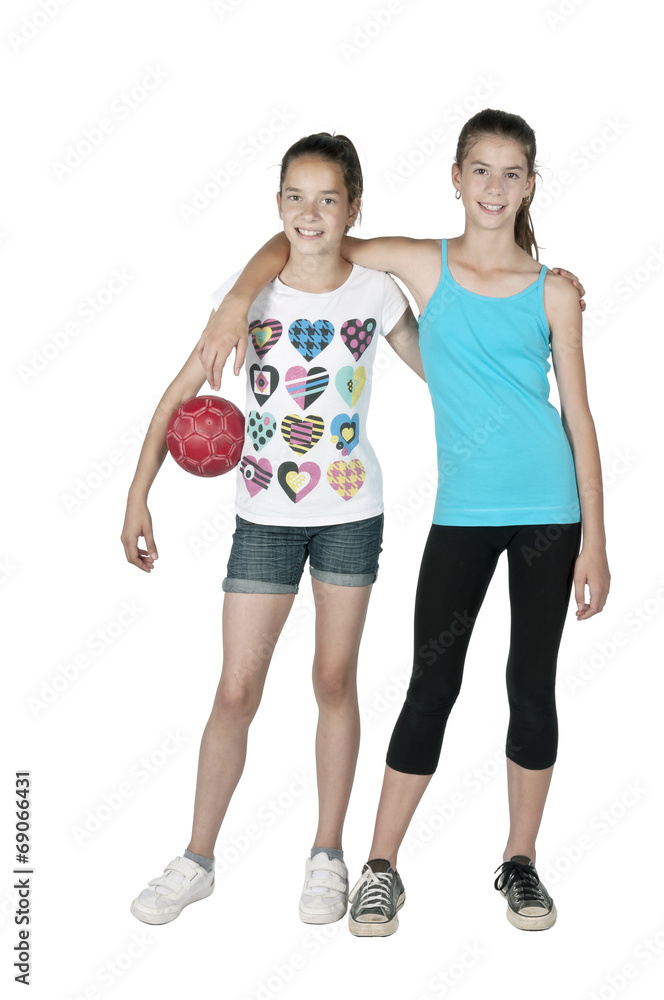 Two young women with ball