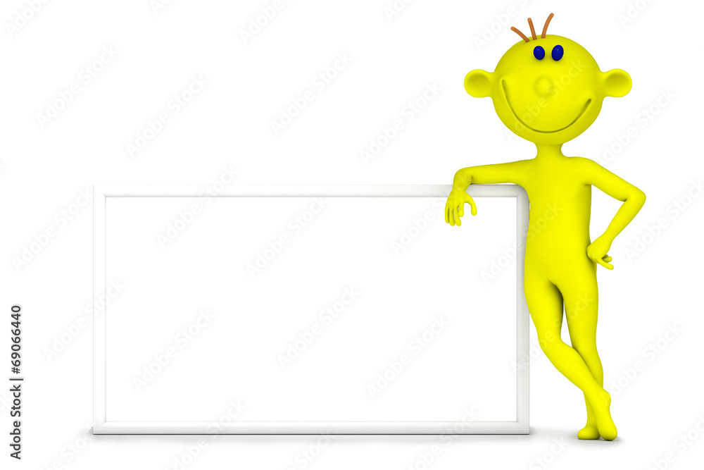 Yellow little man with a report Yellow little man with a report