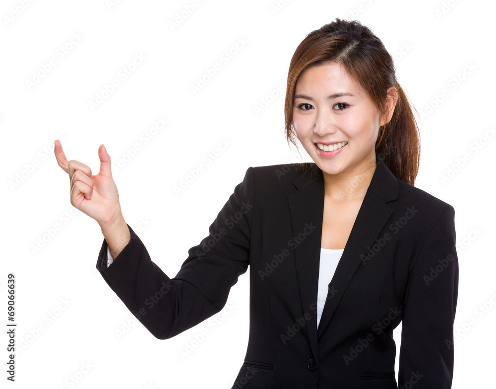 Businesswoman with hand hold small thing Businesswoman with hand hold small thing