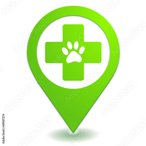clinique vétérinaire sur symbole localisation vert