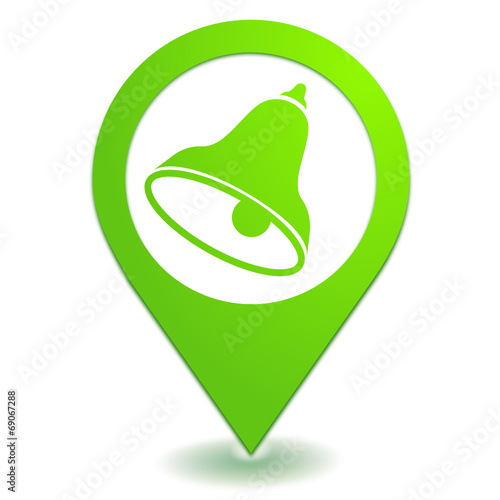 cloche alarme sur symbole localisation vert