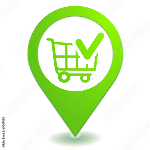 valider le chariot sur symbole localisation vert