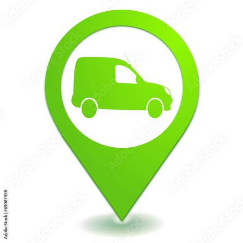 véhicule utilitaire sur symbole localisation vert