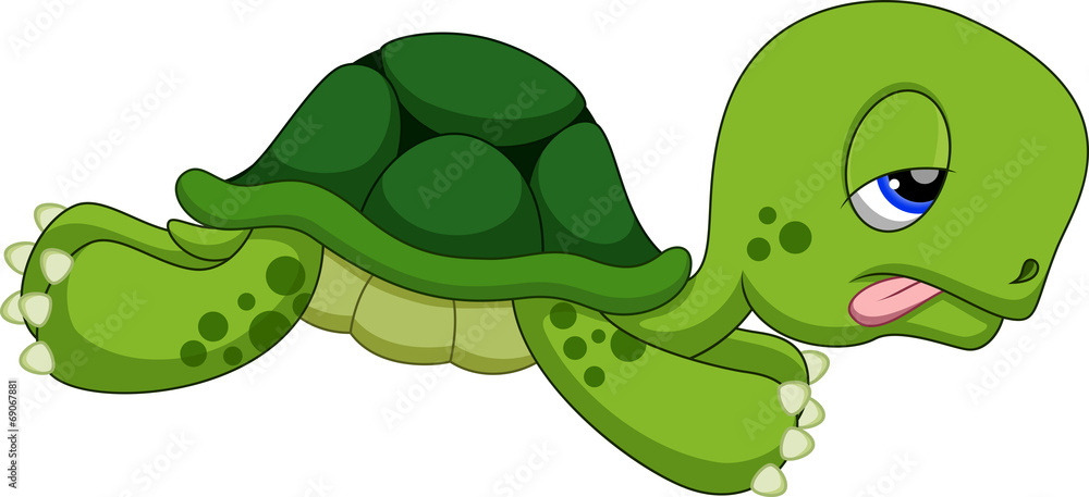 Obraz premium Cute turtle cartoon running