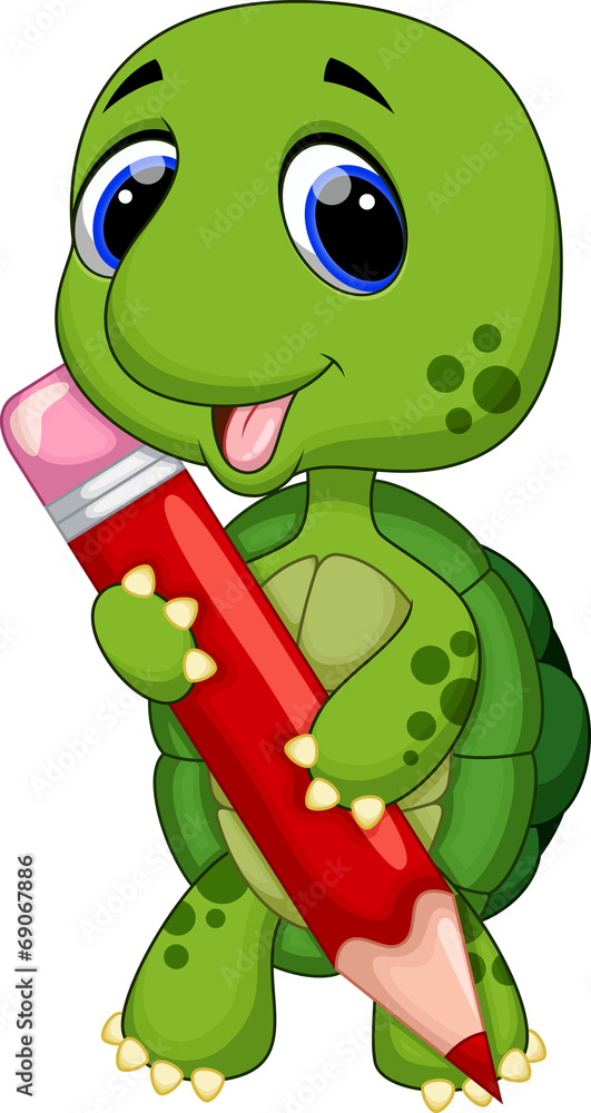 Fototapeta premium a cute turtle with color pencil