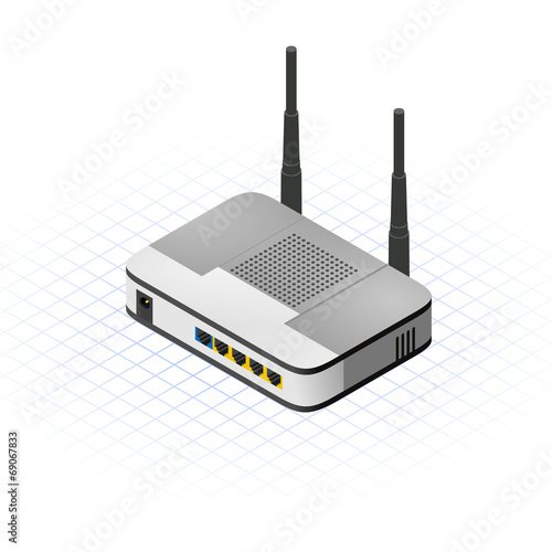 Isometric Wireless Router Vector Illustration