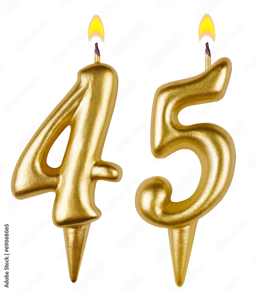 Birthday candles number forty five isolated on white background Birthday candles number forty five isolated on white background
