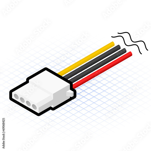 Isometric 4 Pin Power Connector Vector Illustration