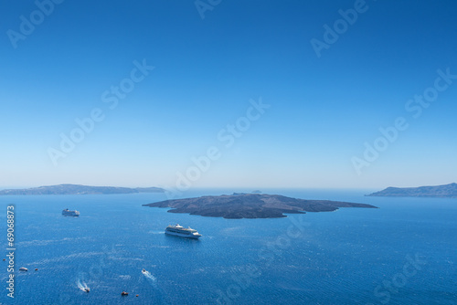 View From Fira To The Volcano In Santorini, Greece © Gyula Gyukli