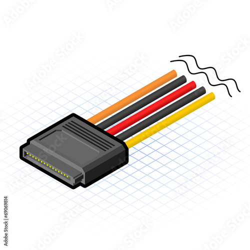 Isometric 16 Pin Connector Vector Illustration
