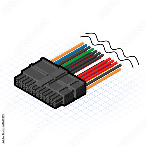 Isometric 24 Pin Connector Vector Illustration
