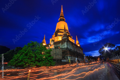 Buddhist Lent Day at night time photo