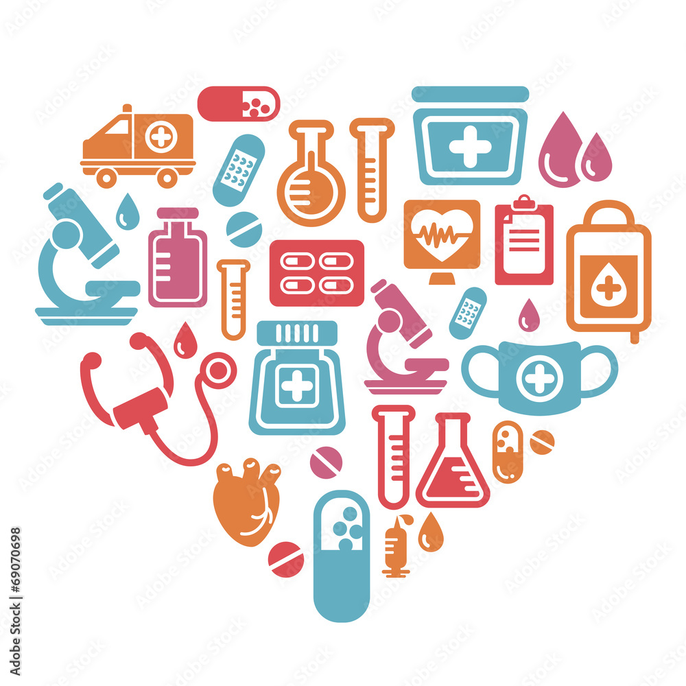 Medical Icons in Heart Shape Medical Icons in Heart Shape