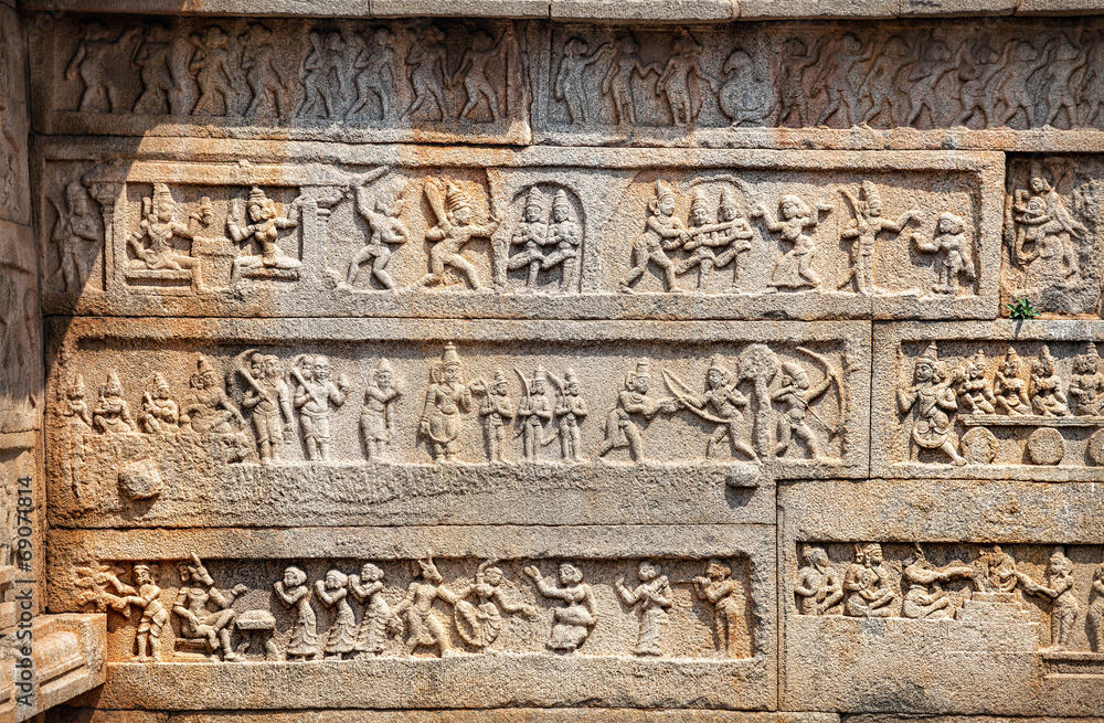 Indian ancient basrelief in Hampi