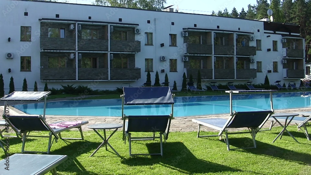 Pool panorama with stove benches for rest Pool panorama with stove benches for rest