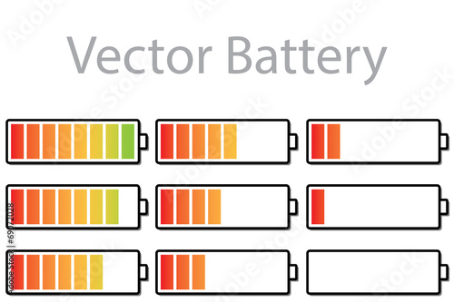 Illustrated Battery Icons at Varying Levels