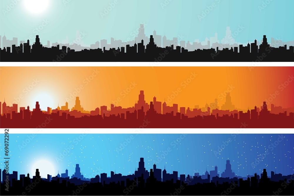 Colourful City Scape at different times of the day