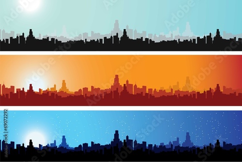 Colourful City Scape at different times of the day