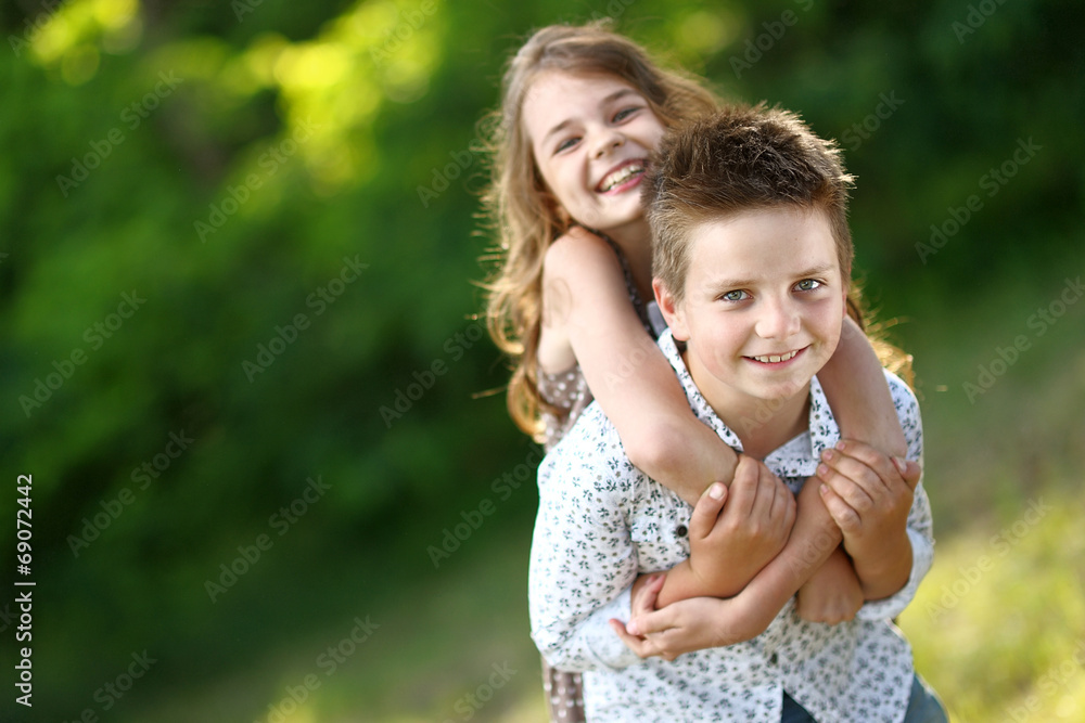 Portrait of a boy girl in a summer Portrait of a boy girl in a summer